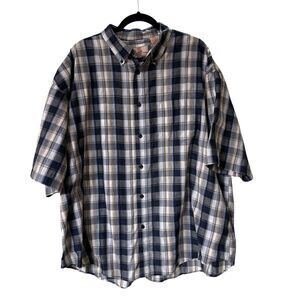 Vtg Real Work Wear 3XL Men's Short Sleeve Button Down Plaid Workwear Shirt